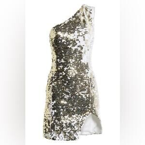 Tiger Mist Sienna Flip Sequin Side Slip On Shoulder Party Mini Dress Size XS
